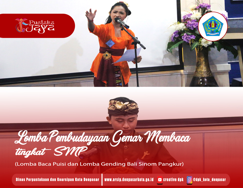 Lomba tingkat SMP pada kegiatan Pembudayaan Gemar Membaca tingkat Daerah Kabupaten/Kota dalam rangka memeriahkan HUT Kota Denpasar ke-234